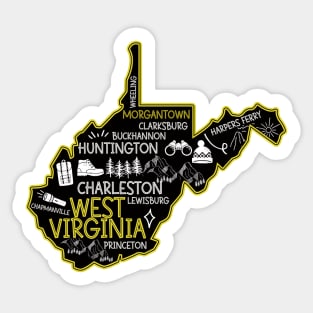 Morgantown West Virginia Map Lewisburg Huntington Sticker